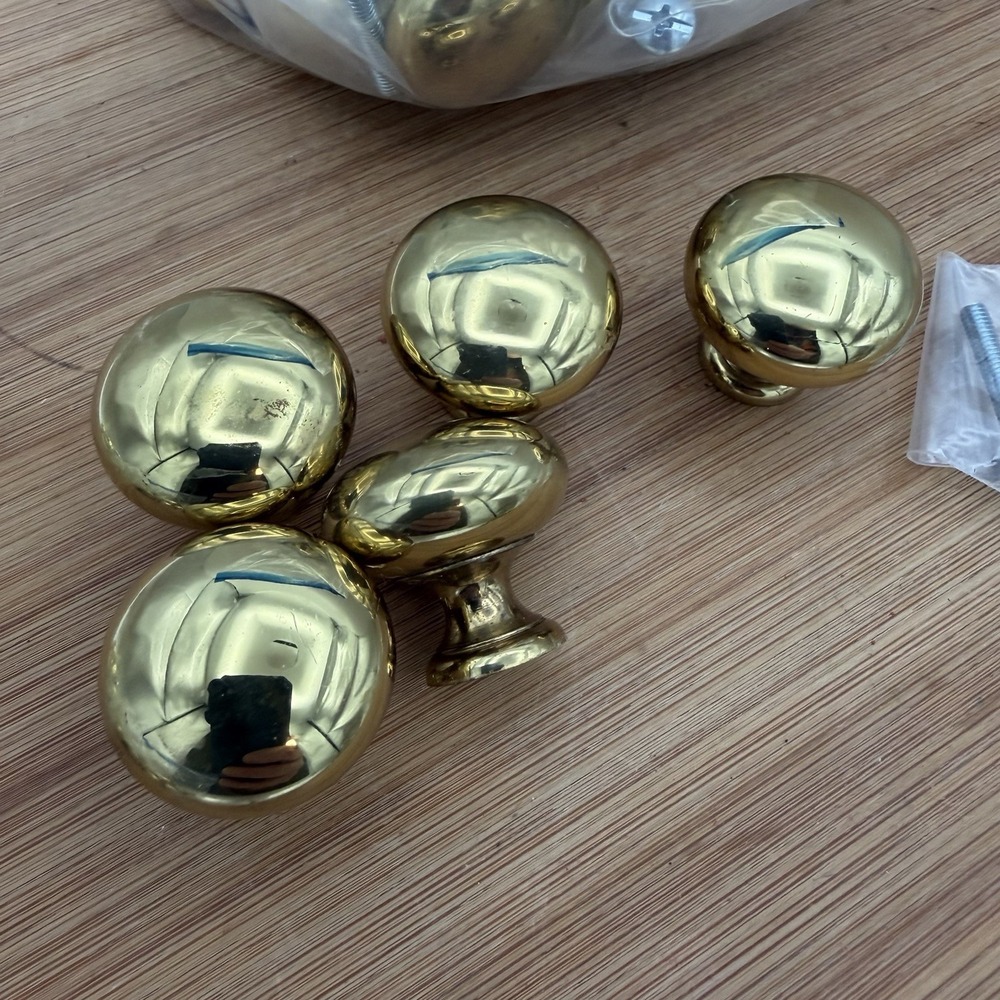 Lot of 15 Drawer Pulls Knobs Solid Brass Handle  1.25 in. - Picture 3 of 7